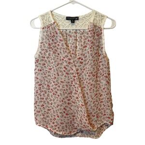 Living‎ Doll Floral Lace V Neck Sleeveless Blouse Y2K Going Out Top Women's XS